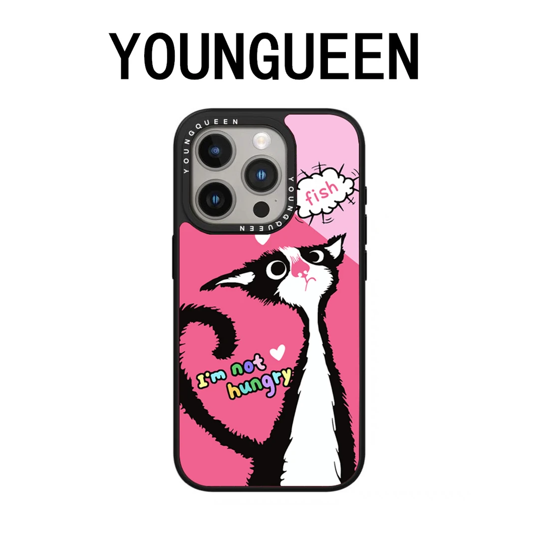 YOUNGQUEEN傲娇猫咪韩国二代菲林适用iPhone15手机壳14全包苹果13