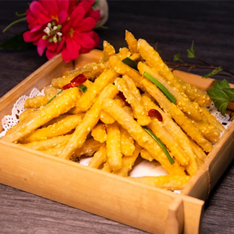 唛藕脆香芝麻藕条 香脆裹粉炸莲藕干煸藕丝冷冻半成品炸藕条300克