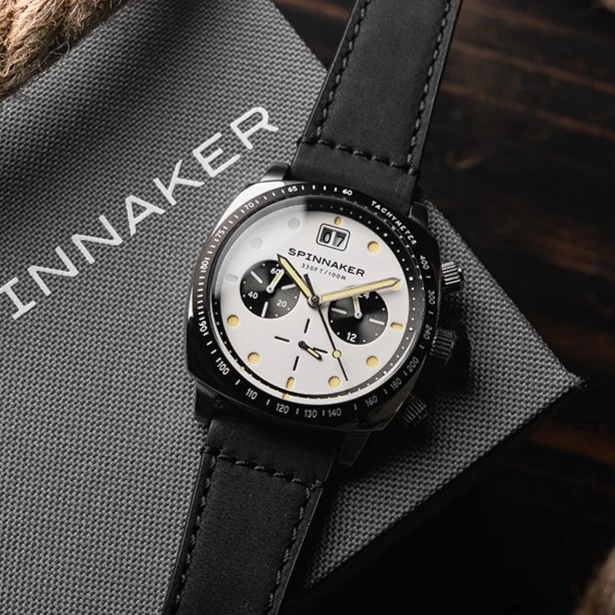 SPINNAKER新款三角帆三明治熊猫盘复古石英计时手表夜光防水5068