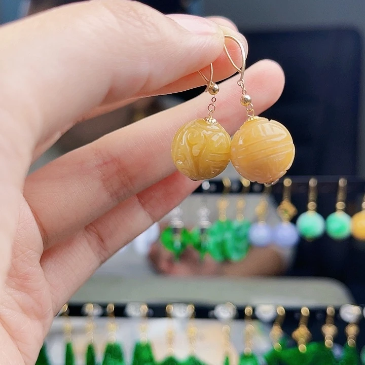 翡翠耳饰18K金镶嵌饰品