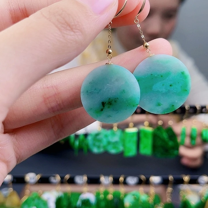 翡翠耳饰18K金镶嵌饰品