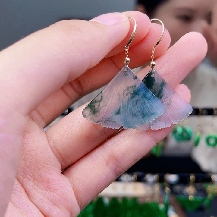 翡翠耳饰18K金镶嵌饰品