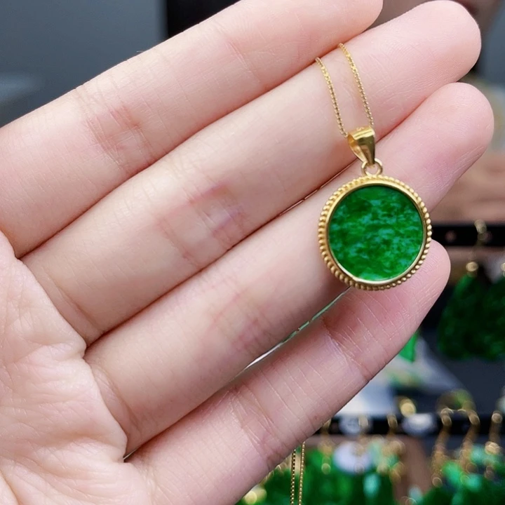 翡翠颈饰银S925镶嵌饰品