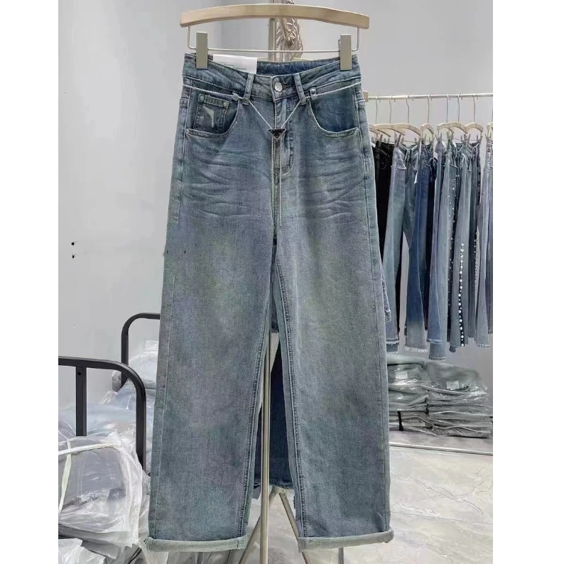 大码女装Y新款洋气男友裤大长腿高腰宽松百搭牛仔裤578066