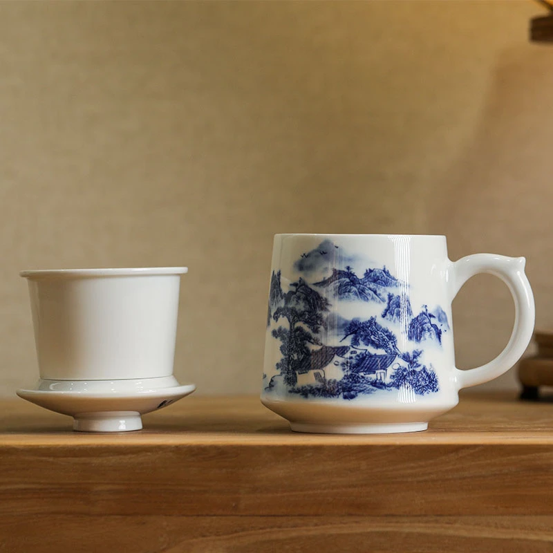 景德镇陶瓷茶杯青花斗彩鸡缸杯大容量日式泡茶杯单杯水杯单个茶杯