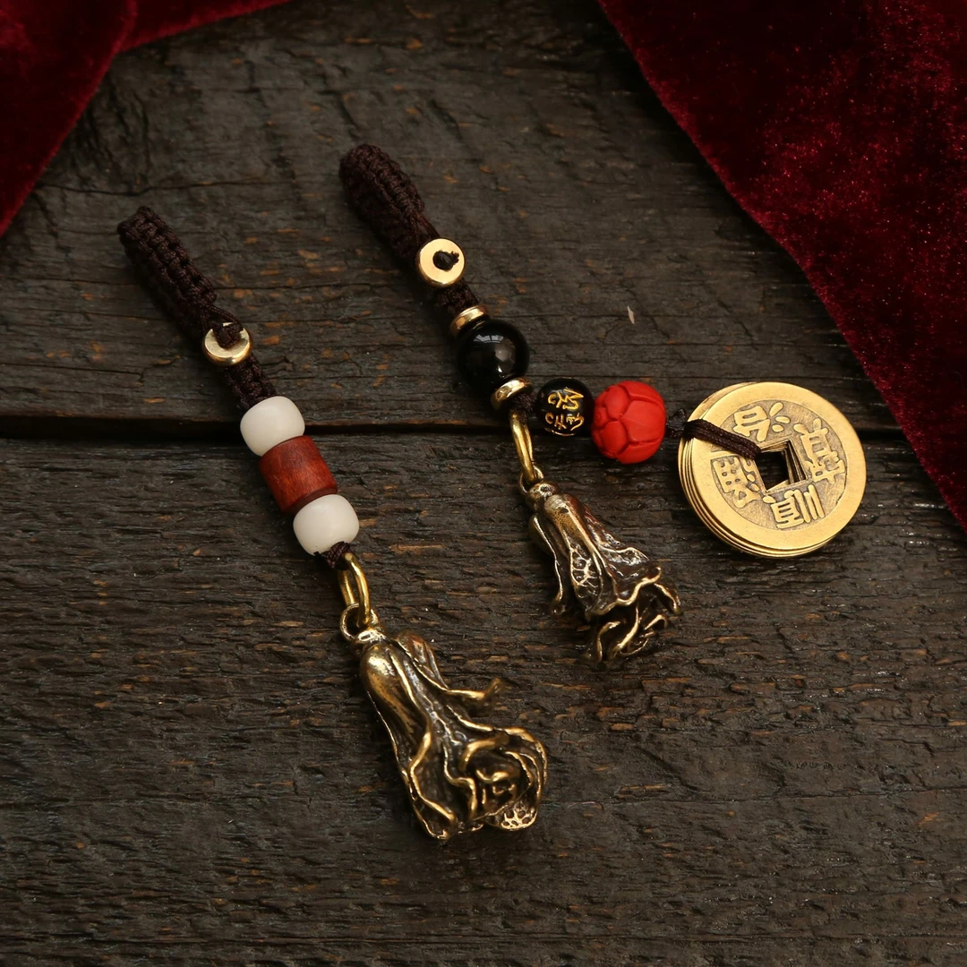 黄铜白菜钥匙扣挂件汽车钥匙男女包包挂饰创意简约挂件