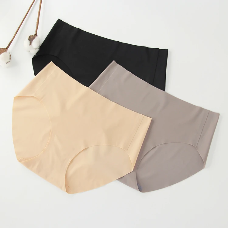 3条华哥无痕女士冰丝裸感女士三角内裤运动瑜伽裤内裤8046
