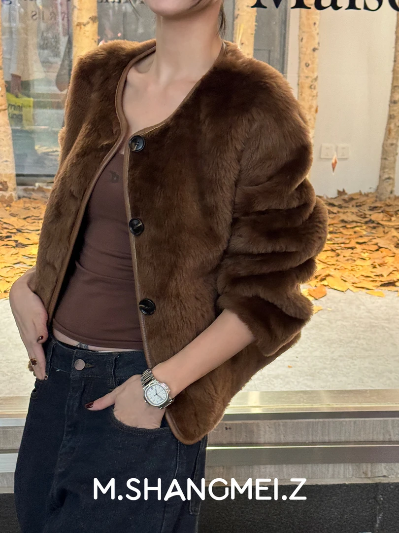 M.SHANGMEI.Z/沐熙美大哥托卡莉莎细绒羊羔毛皮毛一体外套x1018