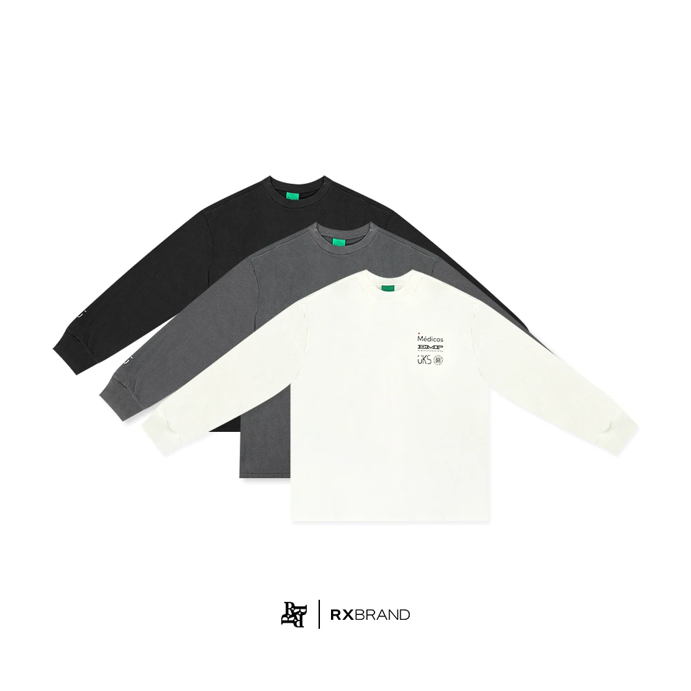 美大哥推荐时尚设计感宽松印花情侣百搭圆领长袖T恤uks01001