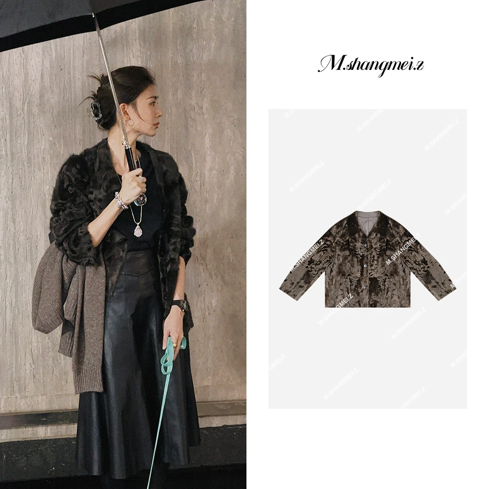 M.SHANGMEI.Z/沐熙美大哥秋冬洋气纯色百搭气质皮草X111095