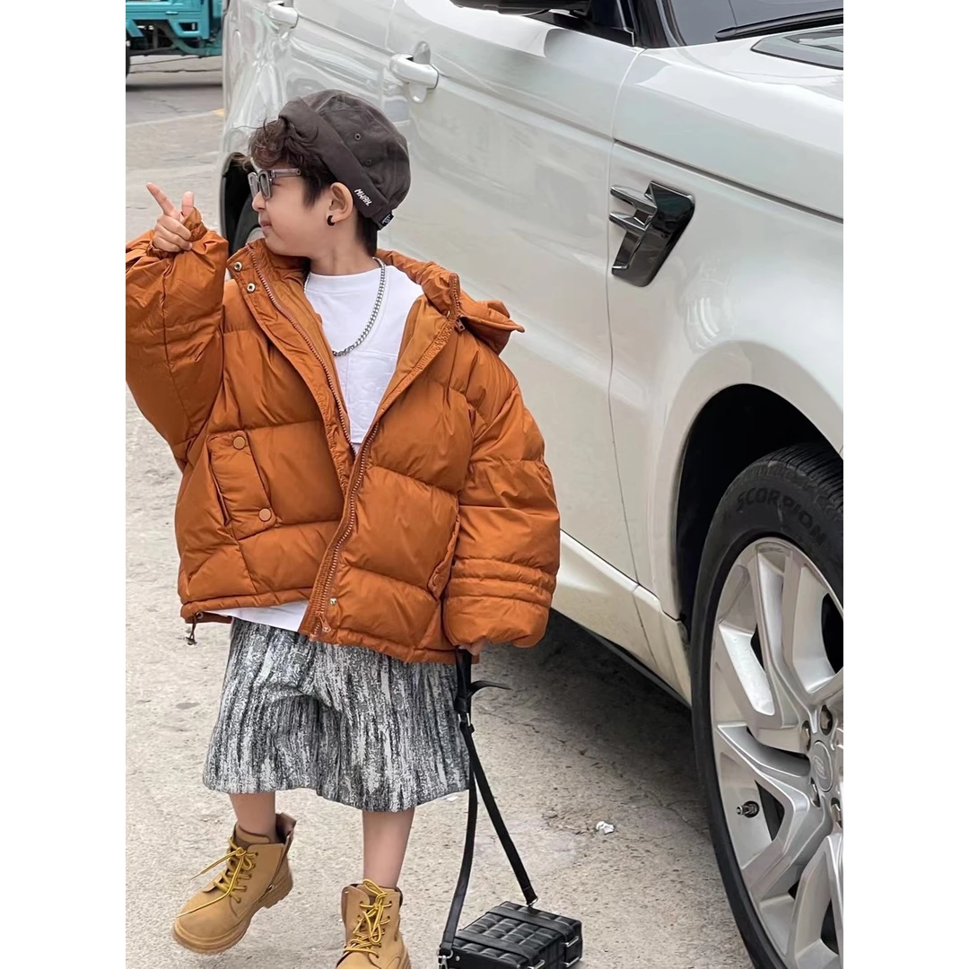 现货韩国童装23新款加厚儿童羽绒服灯笼袖小中童宝宝洋气百搭保暖