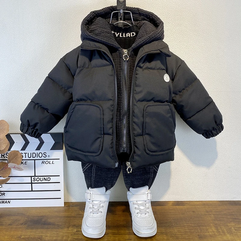 现货男童冬季加厚棉衣2023新款洋气儿童棉服外套潮宝宝面包服棉袄