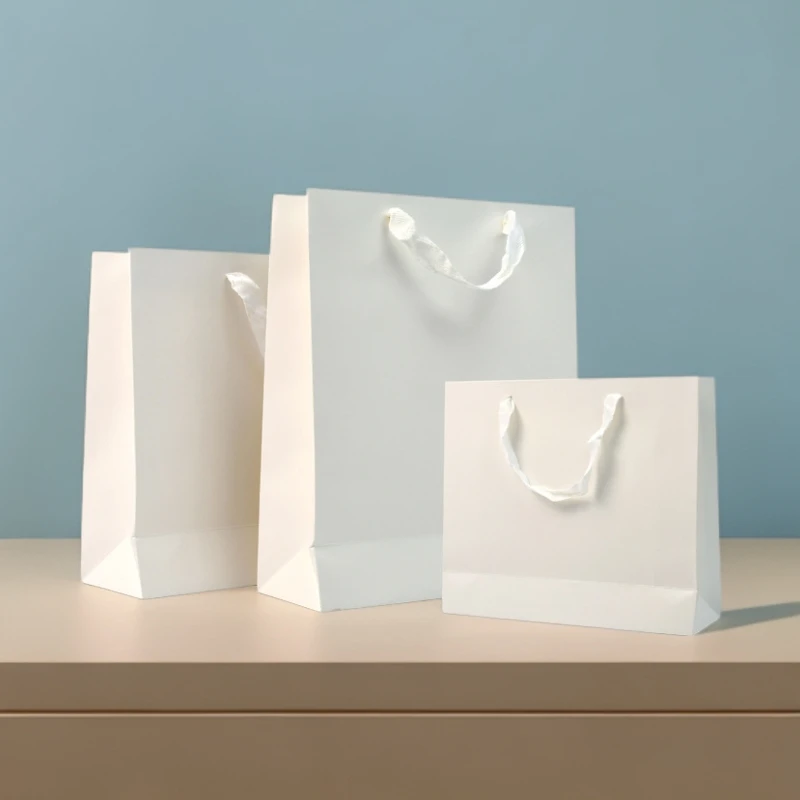 白卡纸手提袋购物服装店化妆品宣传袋加厚礼品袋子手拎袋通货批发