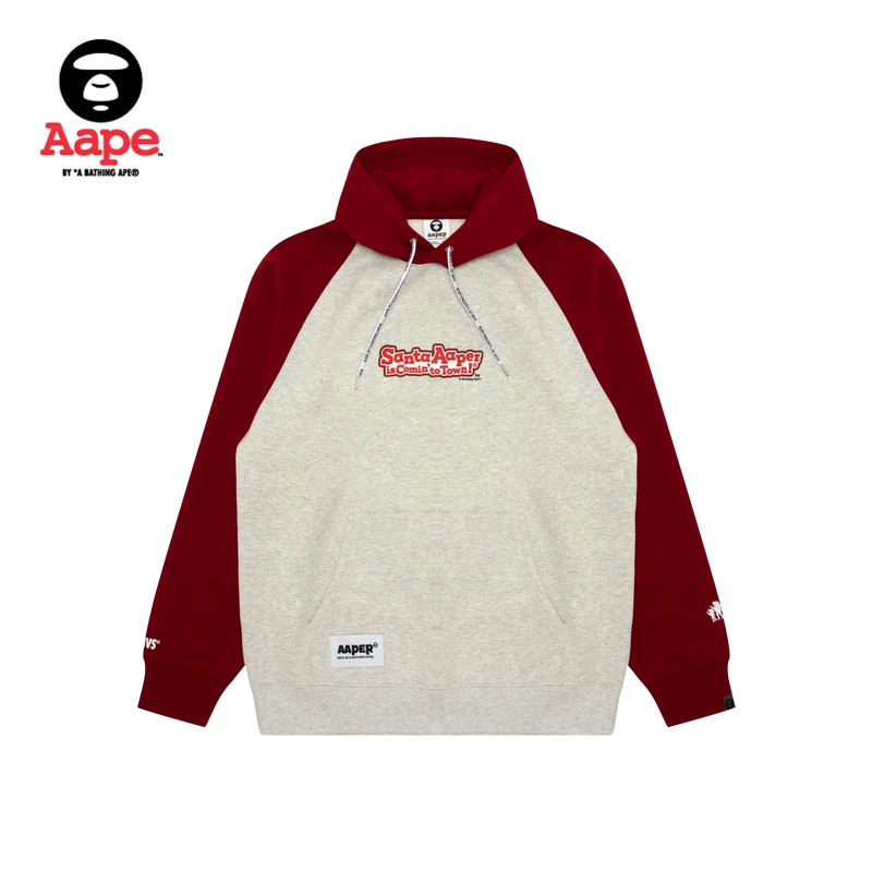 Aape旗舰店男装24秋冬圣诞猿人军团印花休闲厚绒连帽卫衣B381XXN