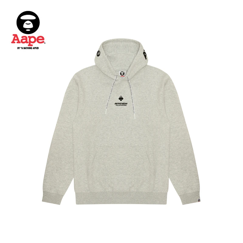 Aape旗舰店男装秋冬扑克猿人徽章字母刺绣休闲连帽卫衣B323XAN