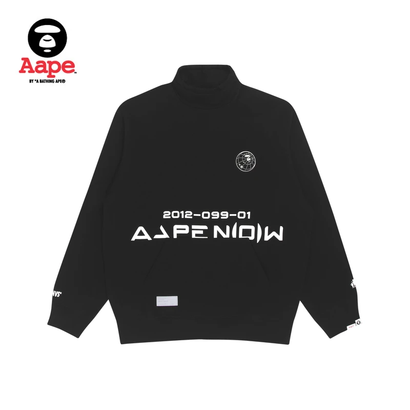 Aape旗舰店男装春夏猿人徽章字母印花潮流加绒立领卫衣3810XXH