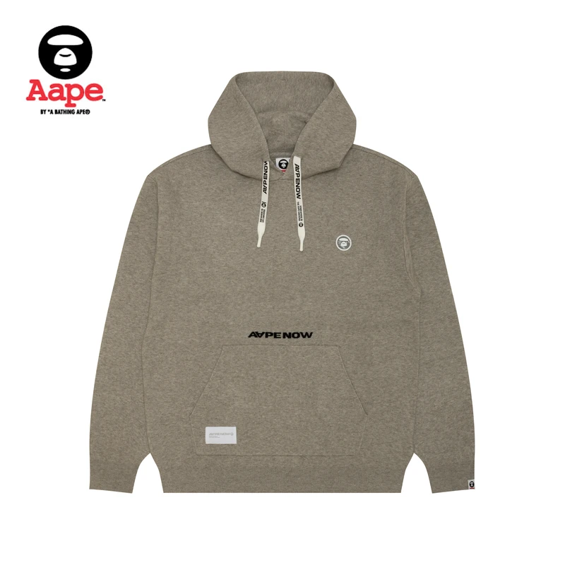 Aape旗舰店男装24秋冬猿人徽章字母提花休闲连帽针织衫B334XXN
