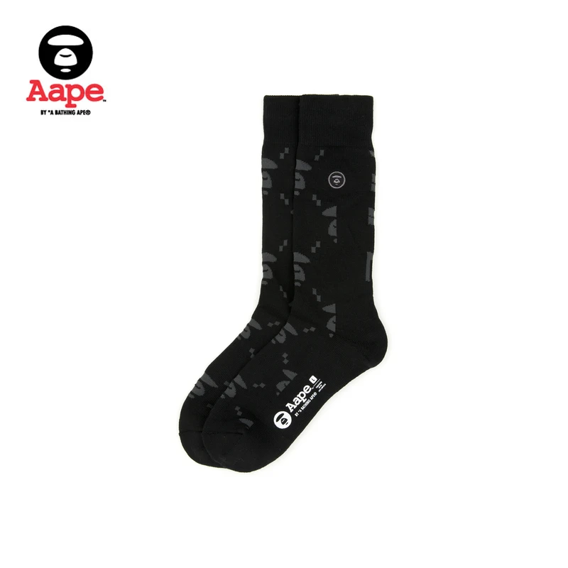 Aape旗舰店配饰猿人满印字母提花潮流针织潮牌舒适长筒袜5186XXK