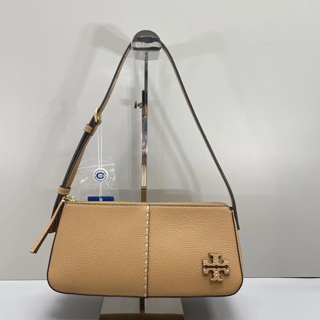 95新 Tory Burch/汤丽柏琦 棕色腋下包26X13X6cmSL061306