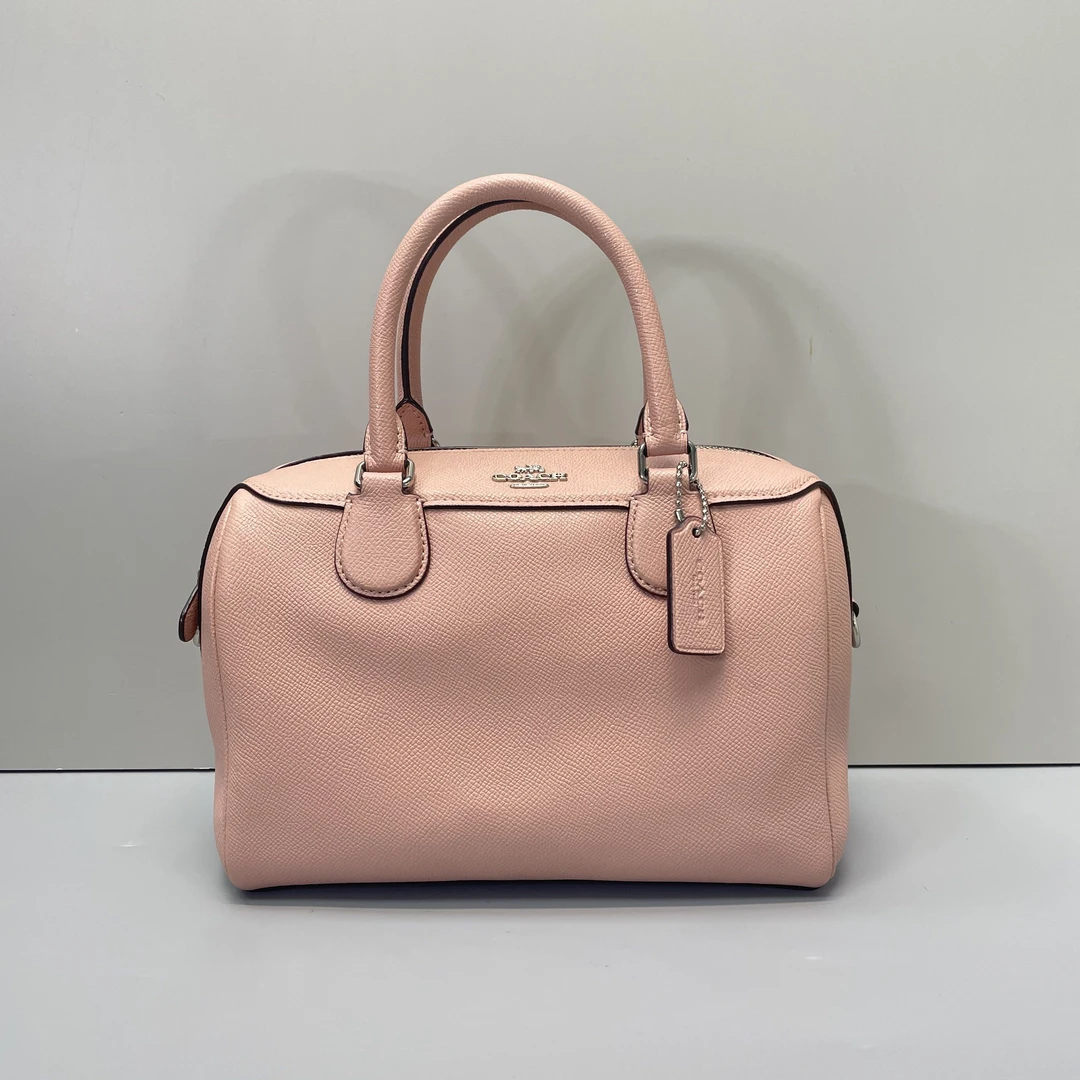 95新 COACH/蔻驰 粉色波士顿斜挎包23X16X12cmL110211