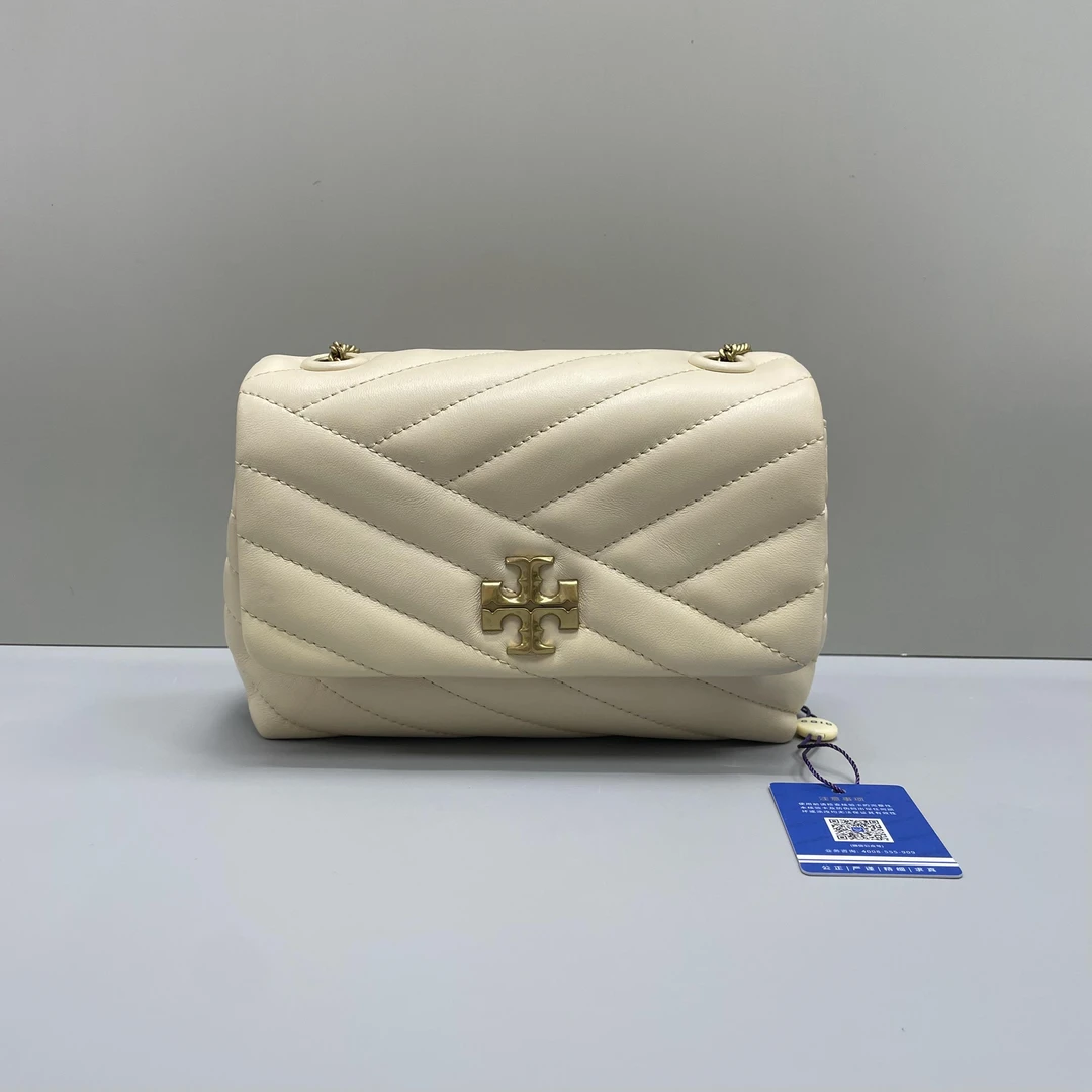 95新 Tory Burch/汤丽柏琦 小林/米白色迷你链条包18*13*6cmS