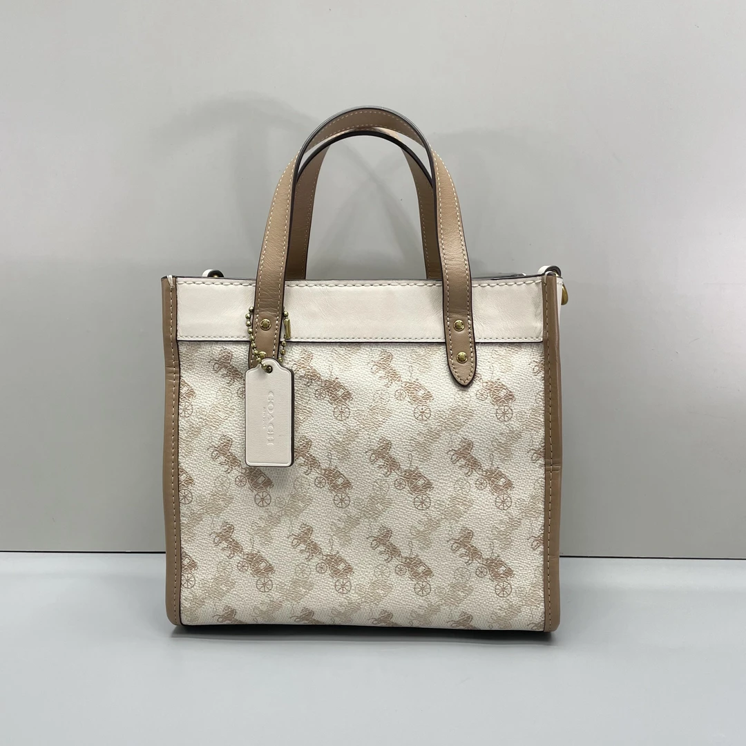 95新 COACH/蔻驰 老花马拉车小方托22X20X11cmL081606