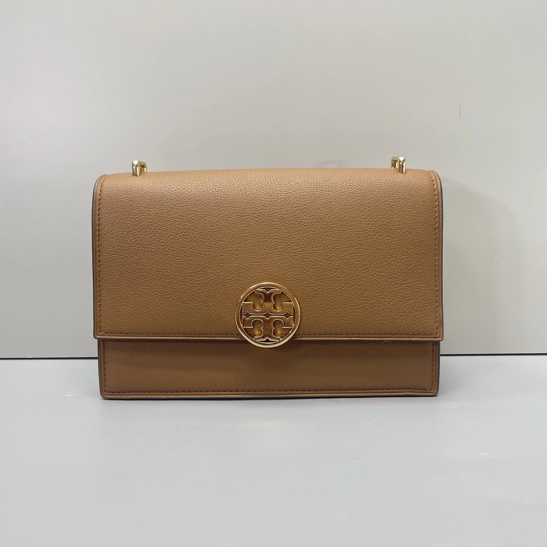 99新 TORY BURCH/汤丽柏琦 miller棕色大风琴包24x17x8cmL110204