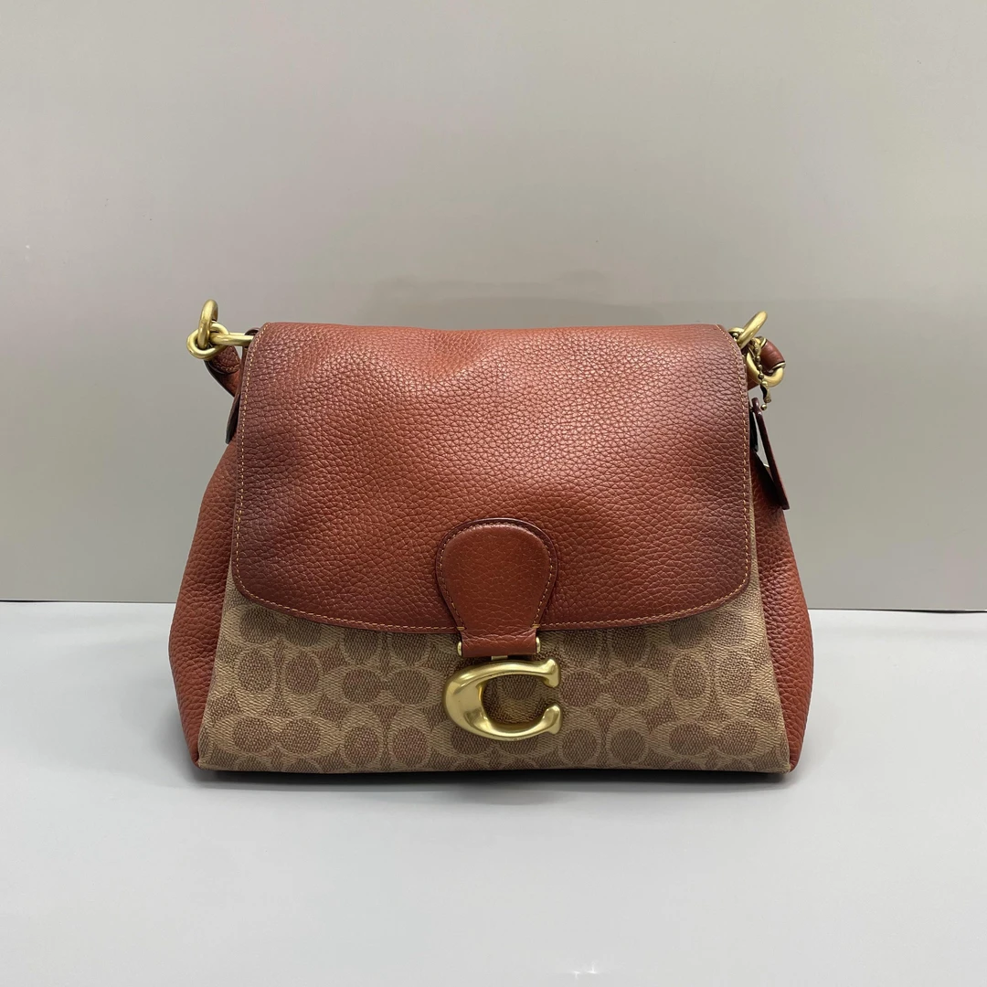 95新 COACH/蔻驰 小林/may30红棕老花单肩包30*23*13cmA070207