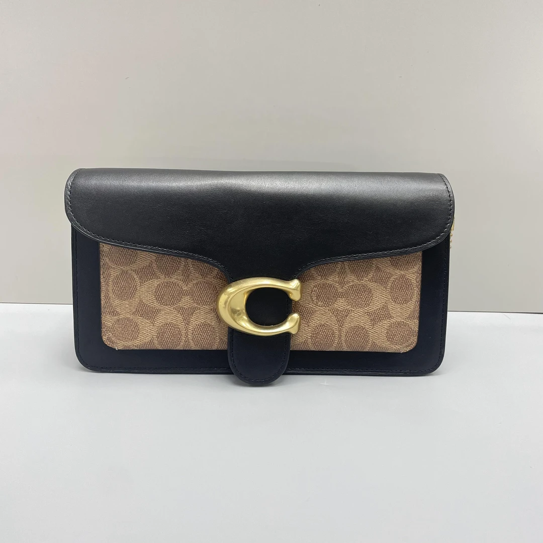 95新 COACH/蔻驰 tabby26黑拼老花酒神包26X15X7cmL062903