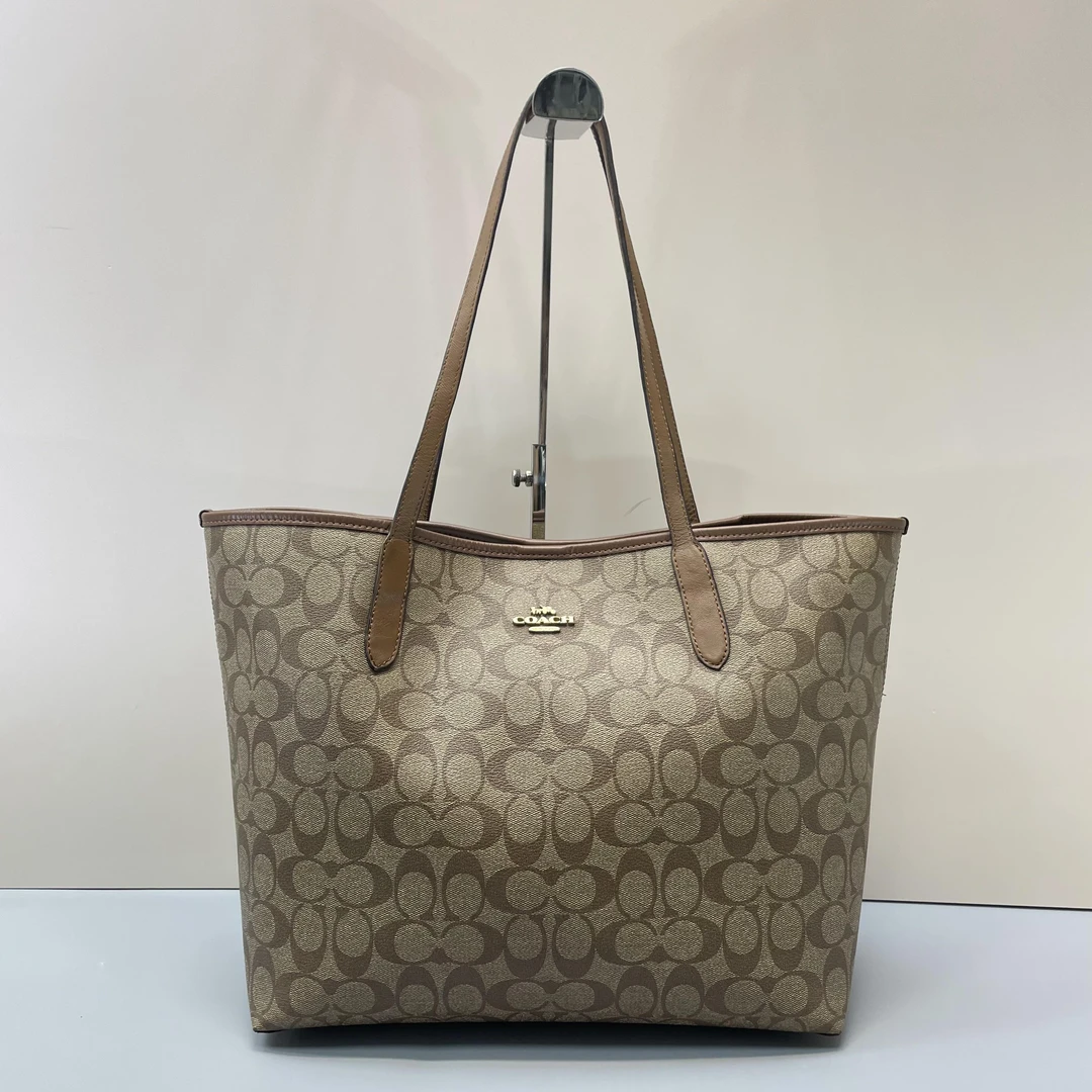 90新 COACH/蔻驰 city33棕色老花托特包33X29X15cmL072612