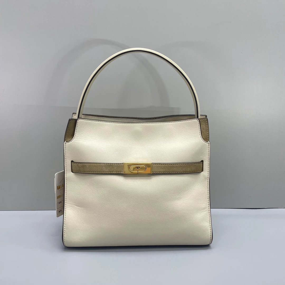 95新 TORY BURCH/汤丽柏琦 女士白色斜挎手提包27X24X9cmL071409