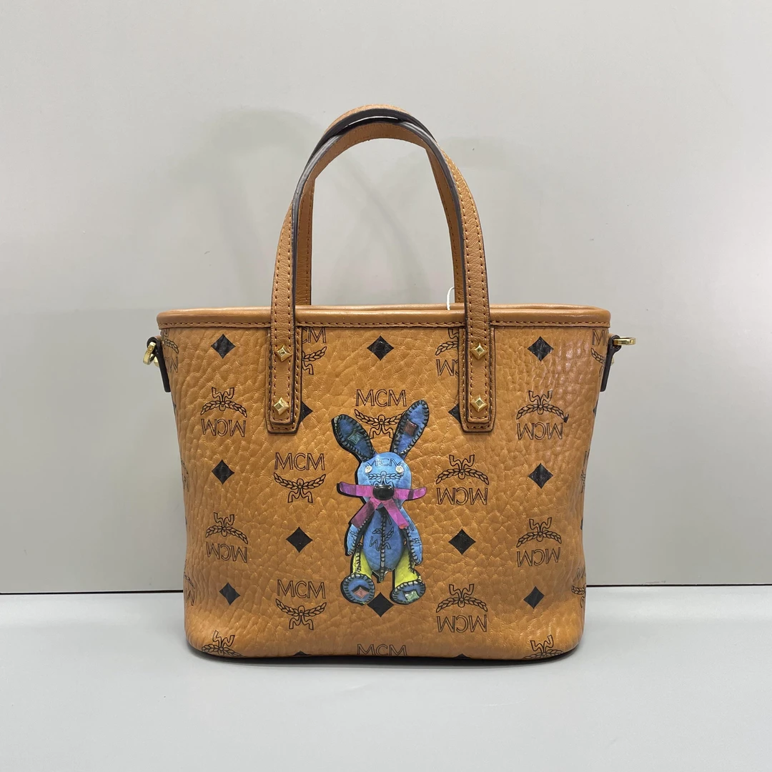95新 MCM 媚姐/mcm干邑色兔子迷你菜篮子20x16x8cmG010906