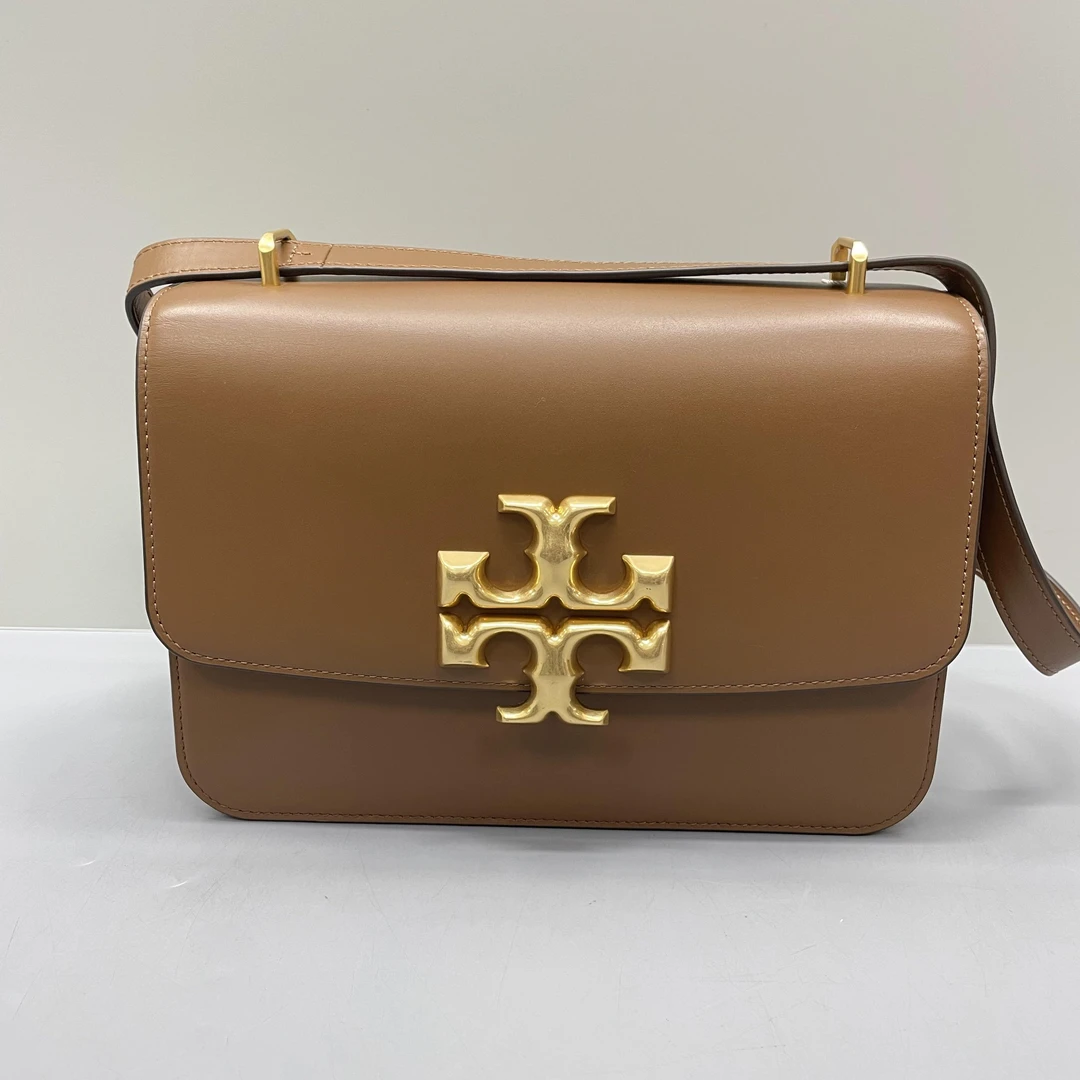 95新 TORY BURCH/汤丽柏琦 棕色大金砖斜挎包23X18X6cmL041174