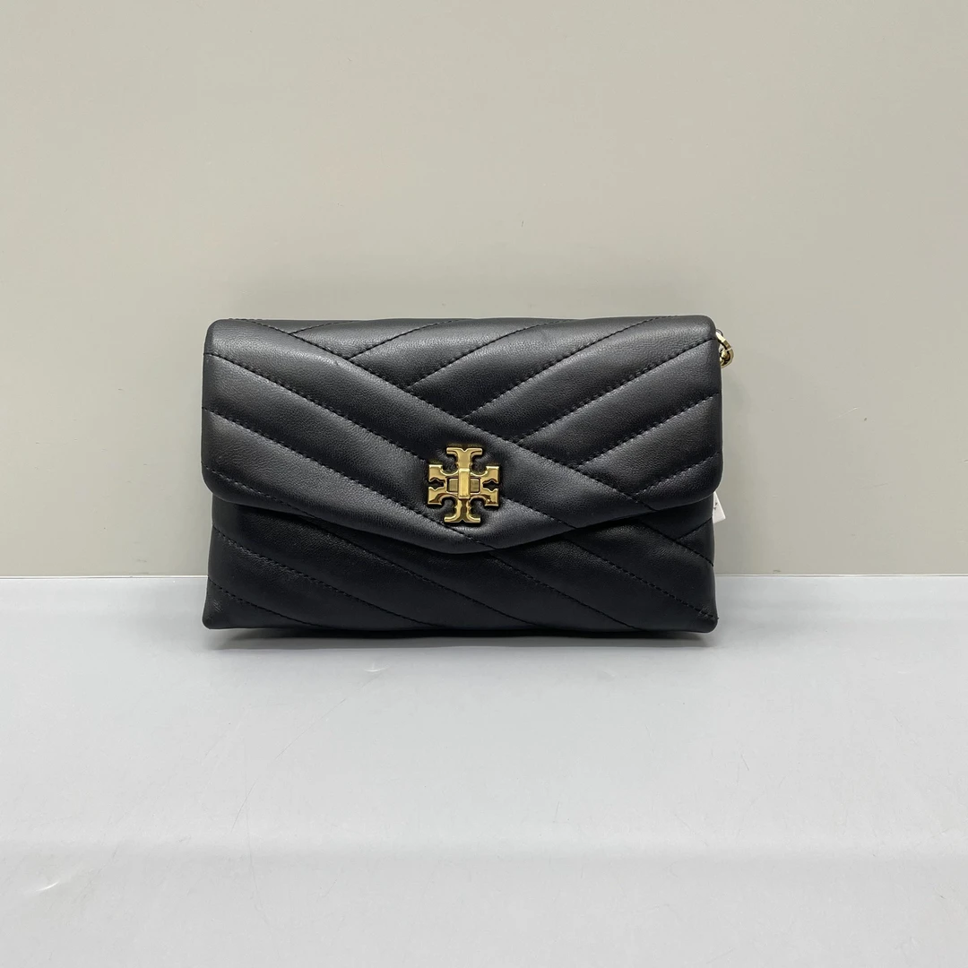 95新 Tory Burch/汤丽柏琦 小丽/女士黑色斜挎包20*13*3cm