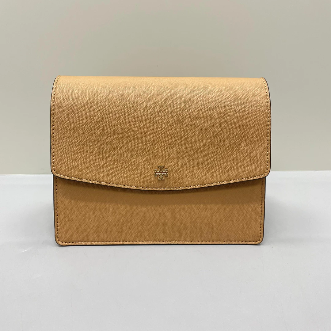 95新 Tory Burch/汤丽柏琦 Robinson棕色风琴包21X17X10cmL011007