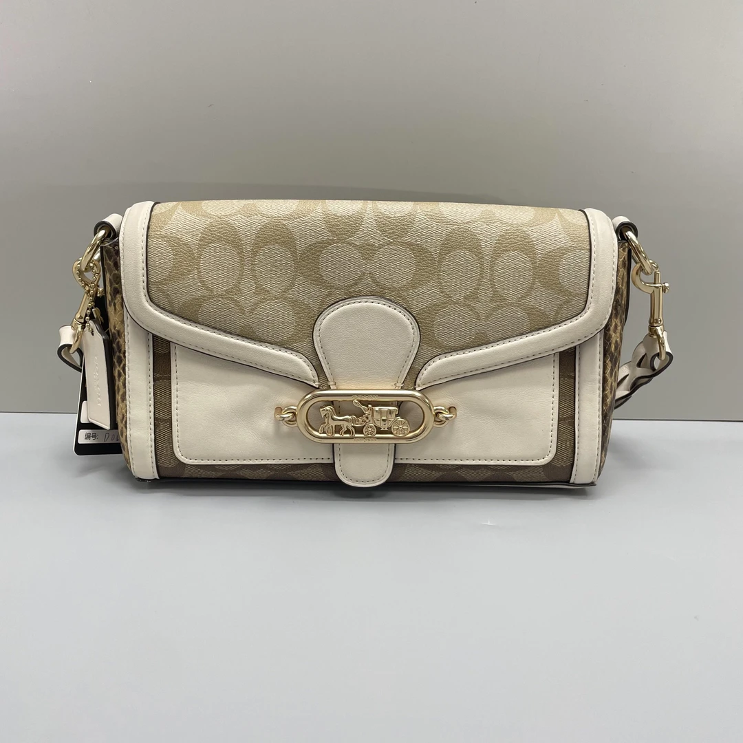 95新 COACH/蔻驰 jade白拼老花蛇纹酒神26x16x6cmL071301