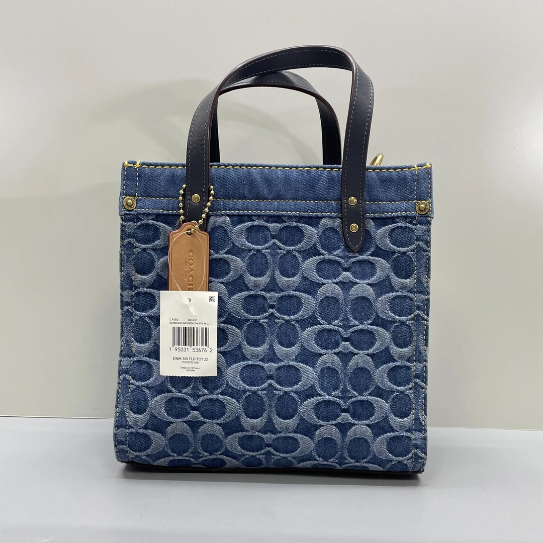 99新 COACH/蔻驰 小丽/蓝色香布蕾小方托22*21*12cmZ112811