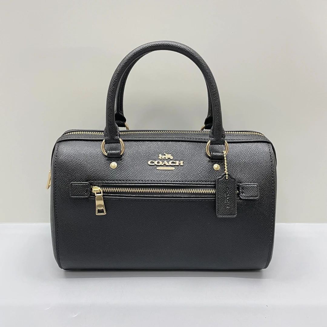 99新 COACH/蔻驰 黑色大号波士顿手提斜挎包26X16X12cmL022211