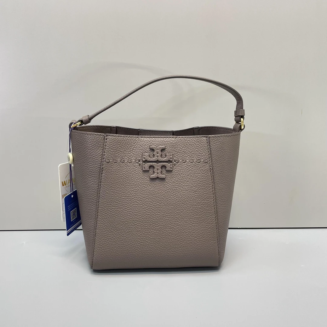 99新 TORY BURCH/汤丽柏琦 媚姐/灰色小水桶包18x19x12cmSF101108