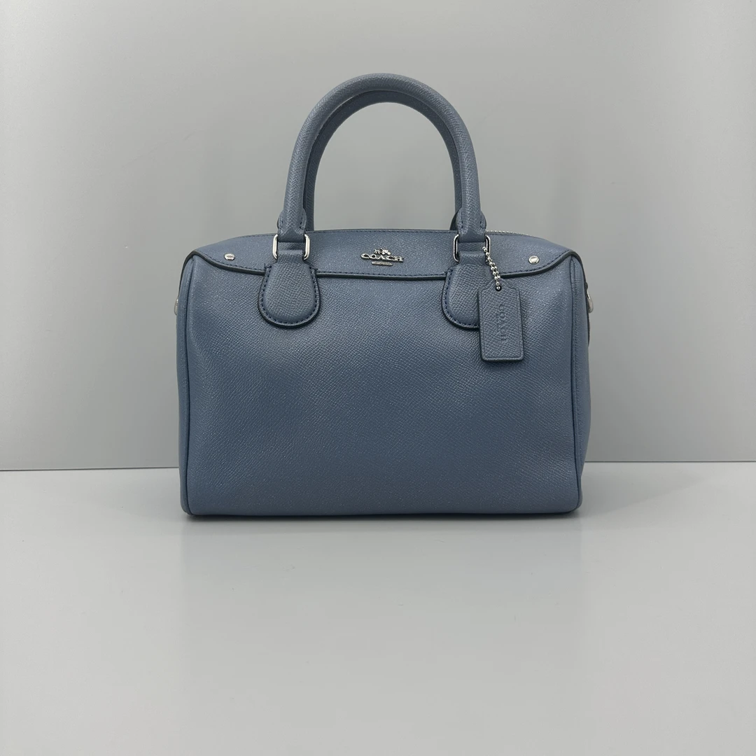 95新 COACH/蔻驰 蓝色波士顿斜挎包23X16X12cmL111204