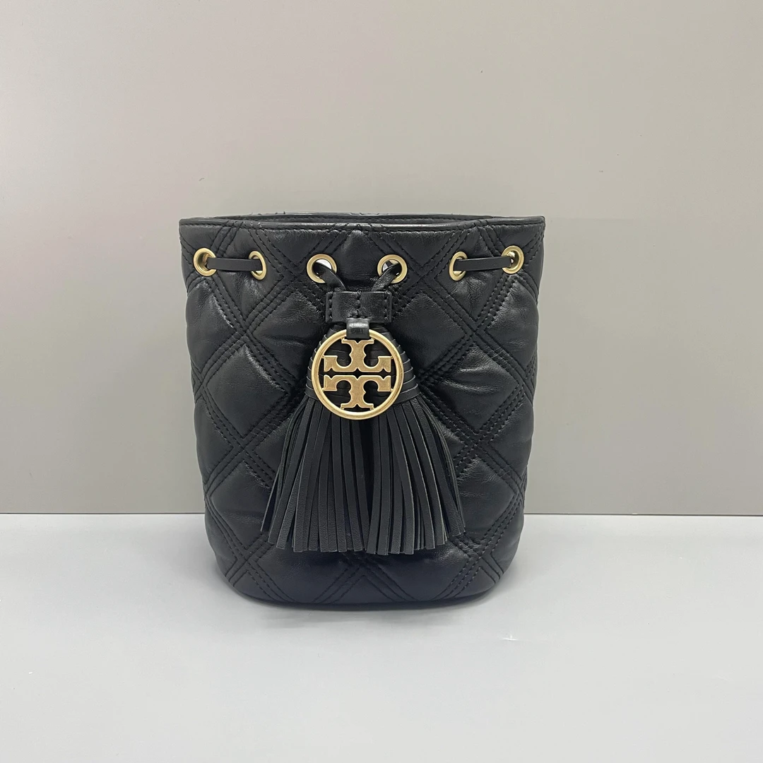 95新 Tory Burch/汤丽柏琦 黑色迷你水桶14X18X10cmSL071414