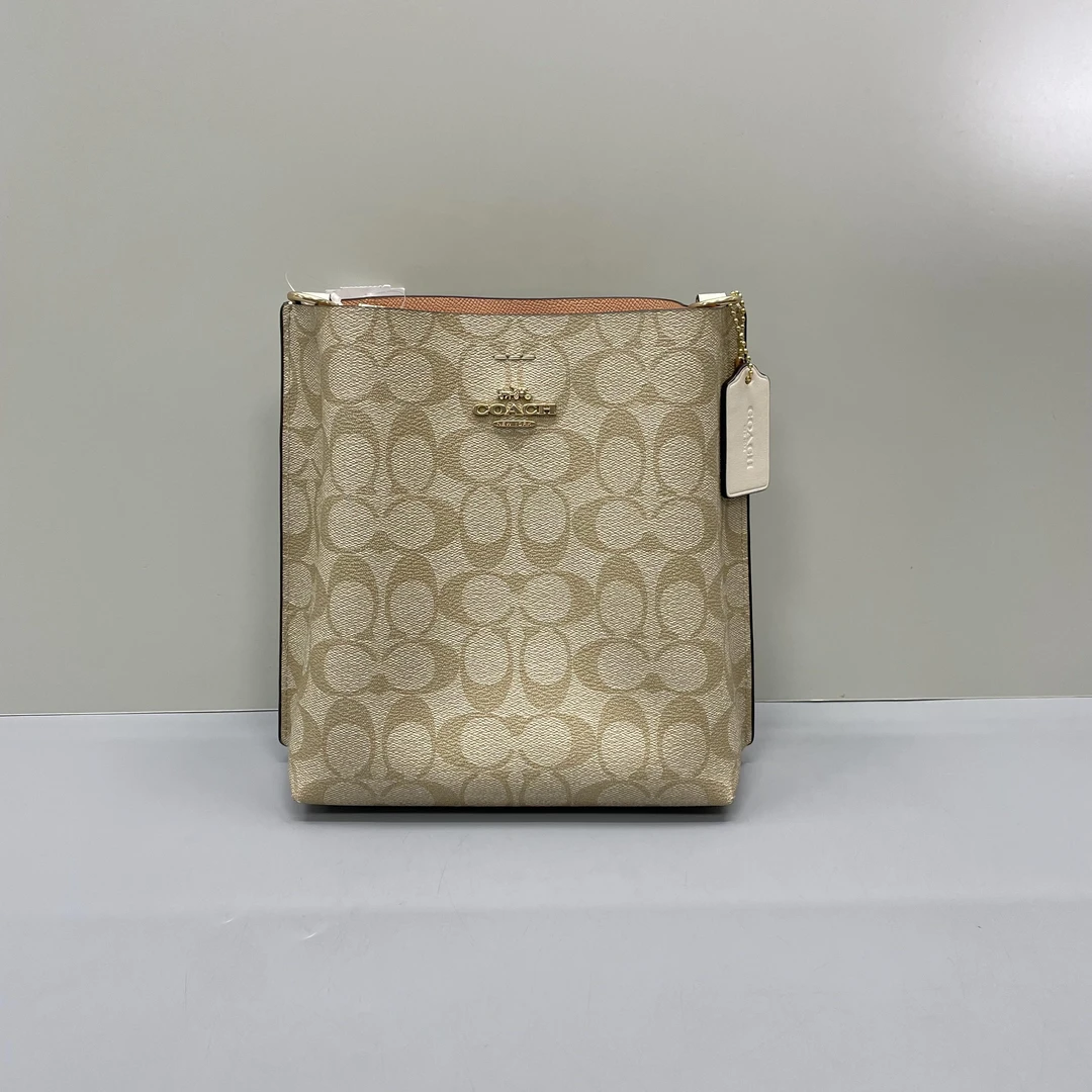 99新 COACH/蔻驰 小丽/mollie奶茶老花小水桶包20*22*10cmZ123109