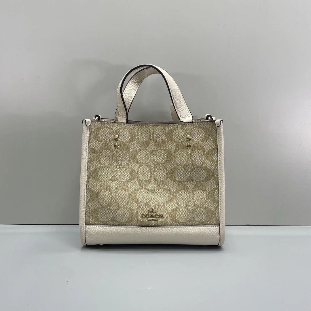 95新 COACH/蔻驰 小林/白拼老花小方托22*20*11cmA082306