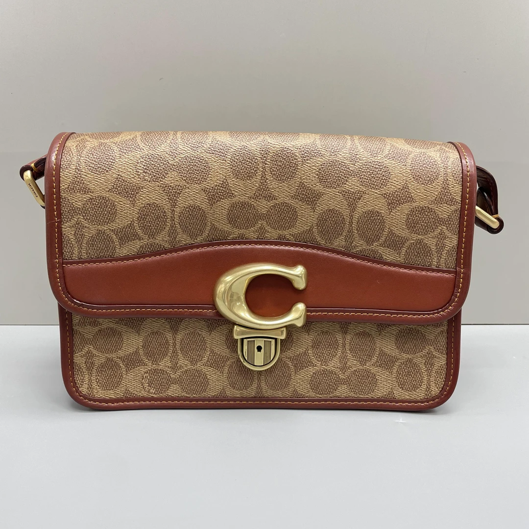 90新 COACH/蔻驰 Studio25红棕老花斜挎包25x16x10cmL051205