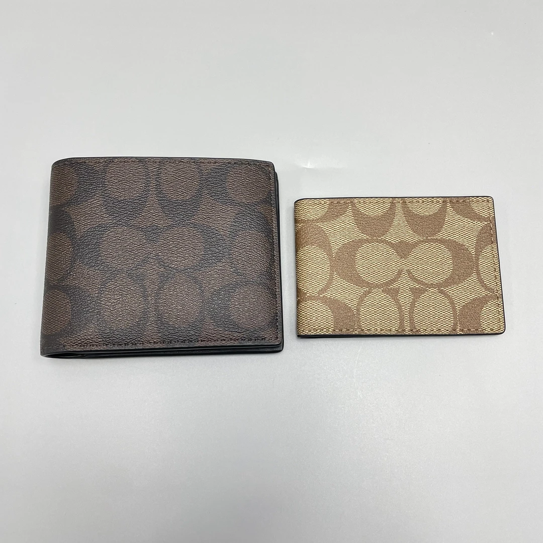 99新 COACH/蔻驰 媚姐/黑拼深老花钱包卡包11X9X2cmF092920