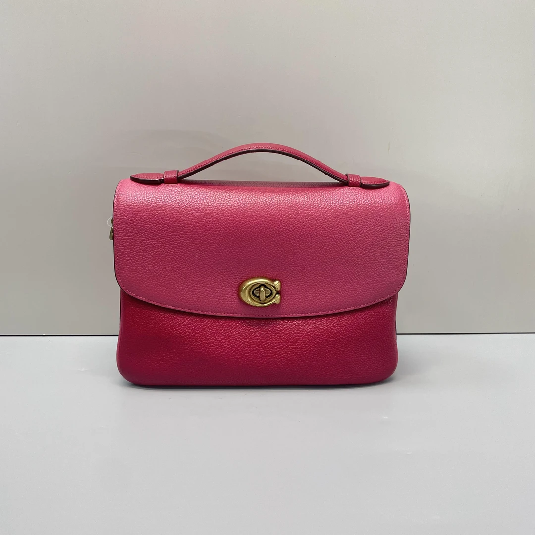 90新 COACH/蔻驰 媚姐/Cassie24粉红拼色邮差包24x17x6cmF102411