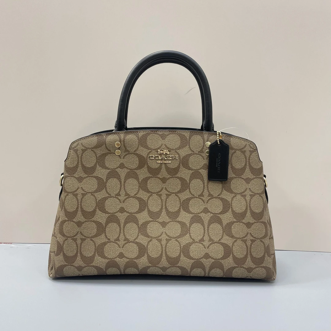 99新 COACH/蔻驰 小丽/黑拼老花戴妃包32*20*12cmZ122013