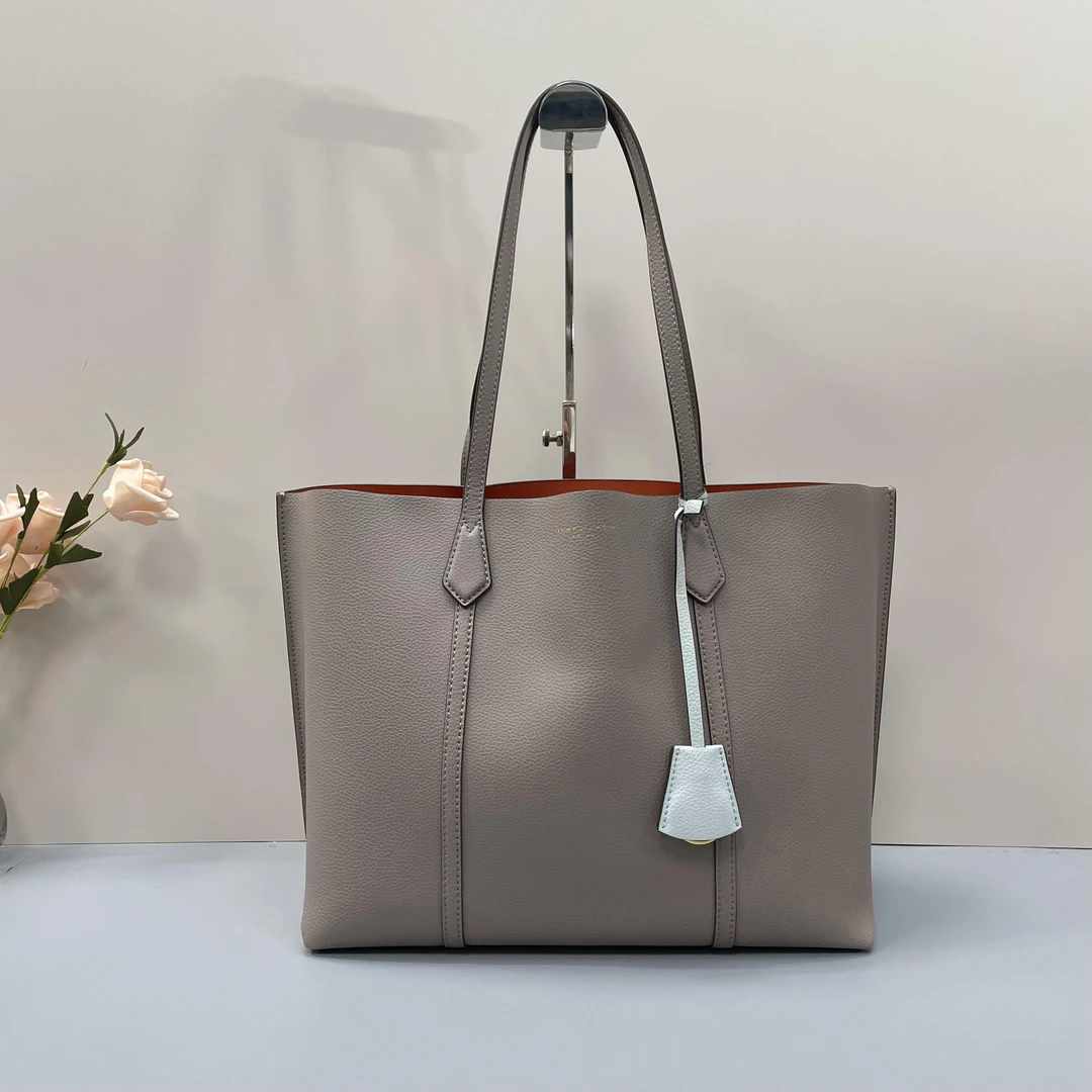 95新 Tory Burch/汤丽柏琦 小丽/灰色托特包34*27*13cmZ122401