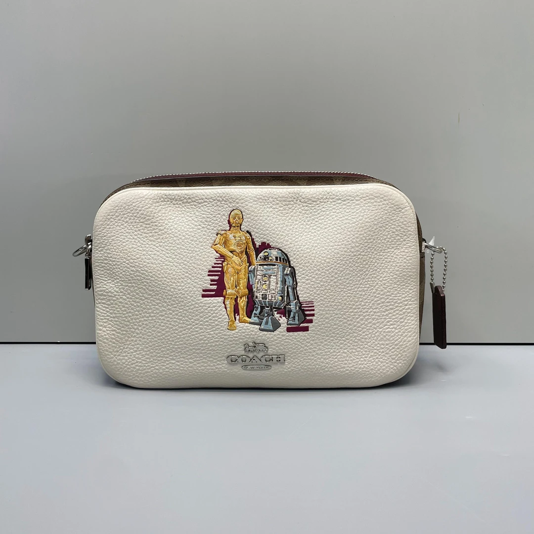 90新 COACH/蔻驰 jes25白拼老花相机包25x16x9cmL092107