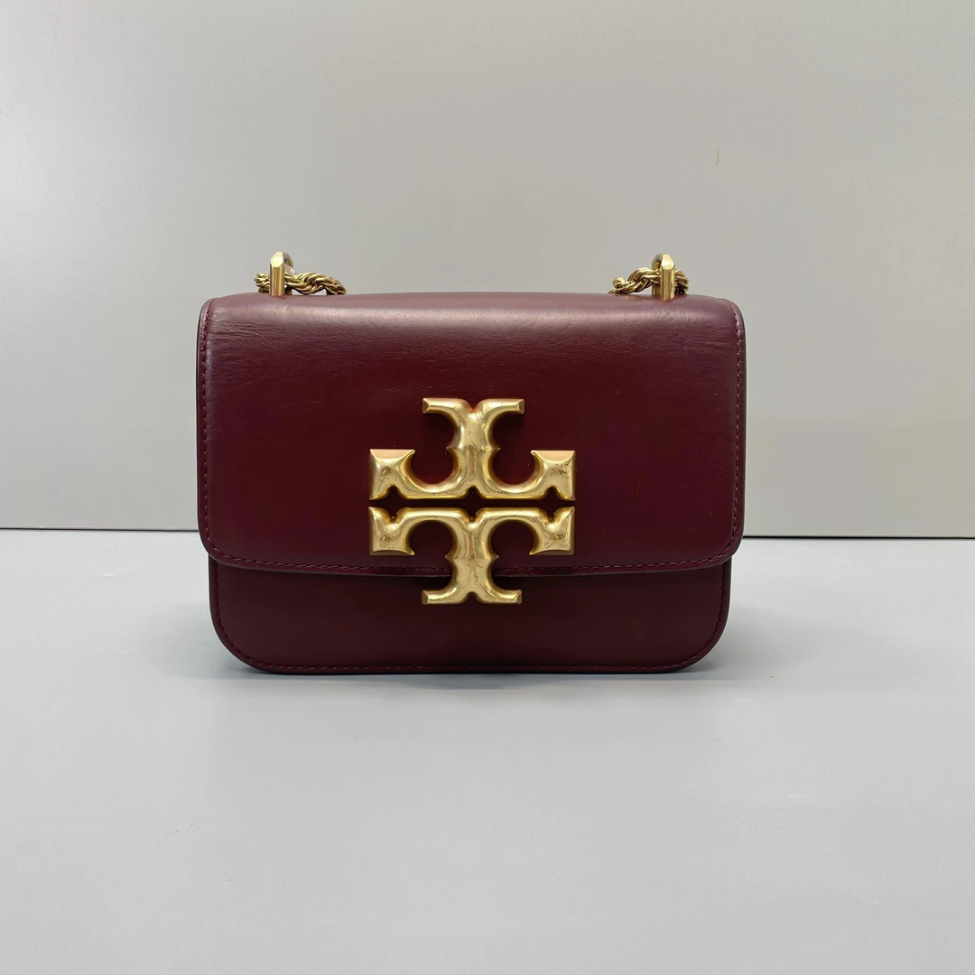 90新 TORY BURCH/汤丽柏琦 媚姐/酒红小金砖包19X14X6cmF110701